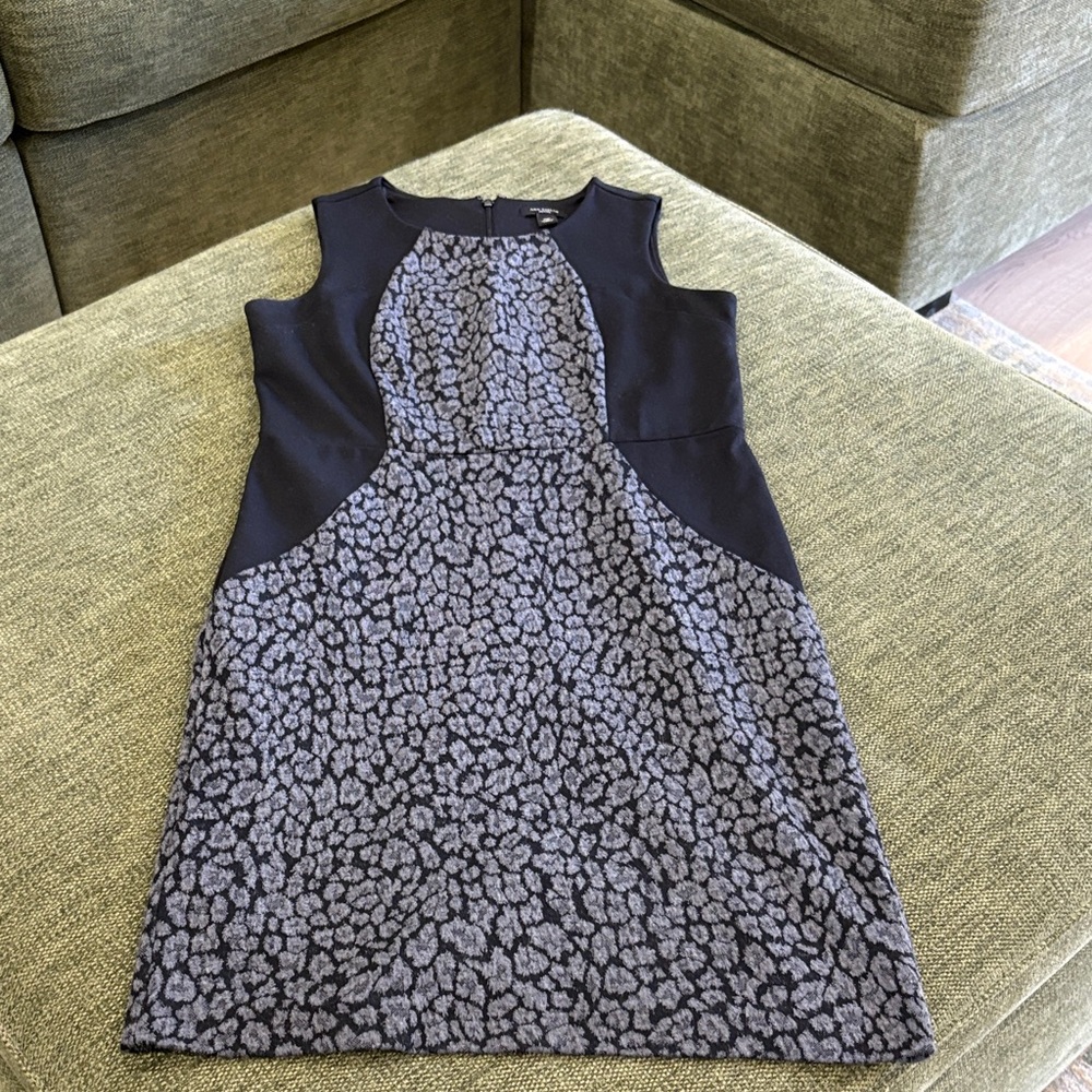 Ann Taylor Factory Black and Gray Patterned Mini Dress